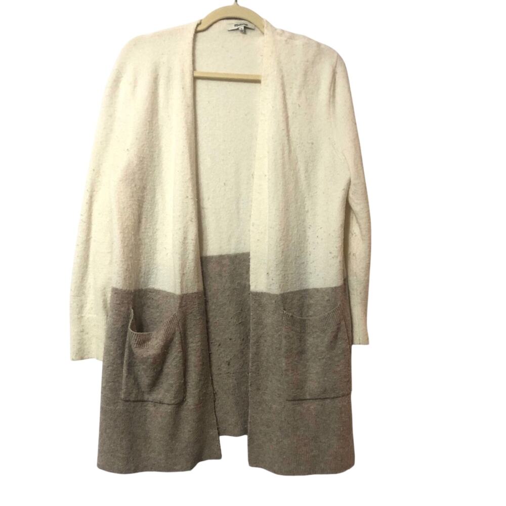 MADEWELL Cream & Grey Cardigan Sweater Jacket Wool Alpaca Womens M Fall Preppy